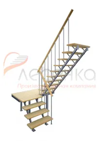 Комбинированная межэтажная лестница ЛЕС-06, Сосна Комбинированная межэтажная лестница ЛЕС-06, Сосна